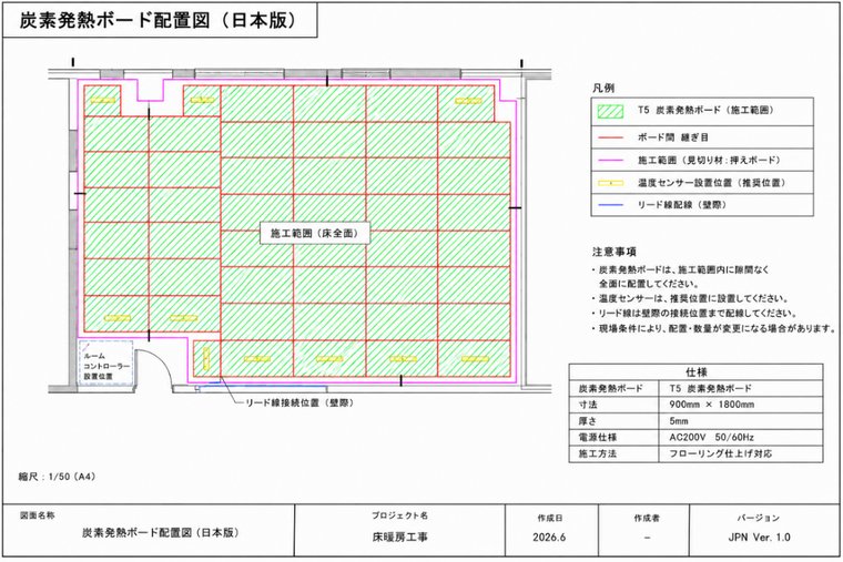 炭素発熱ボード配置図