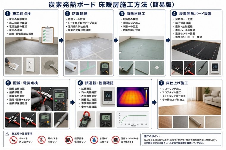 炭素発熱ボード施工方法