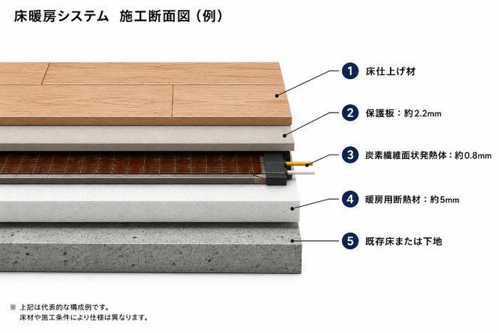 床暖房システム施工断面図